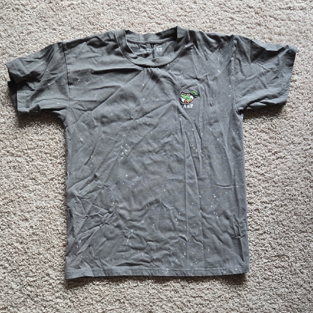 Abercrombie & Fitch Black Short Sleeve Tee with Small Green Graphic